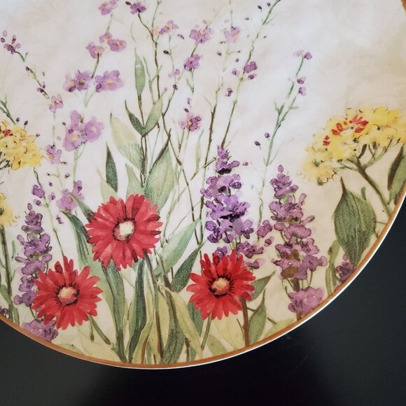 Set Of 2 Pier 1 Imports Botanical Garden Plates With Floral Design 10" Earthenwa - Picture 5 of 7